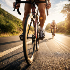 Fototapeta premium Riding a bike in the road..