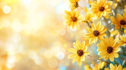 Naklejka premium Beautiful yellow flowers in a sunny garden