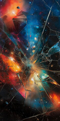 Shattered Glass Universe: Cosmic Reflections and Fragmented Galaxy iPhone Wallpaper