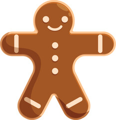 Gingerbread man smiling and spreading arms, a classic christmas cookie