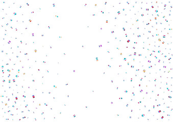 Christmas, new year, birthday party card or banner template with abstract silver elements background. Falling down scattered iridescent confetti background. Vector illustration