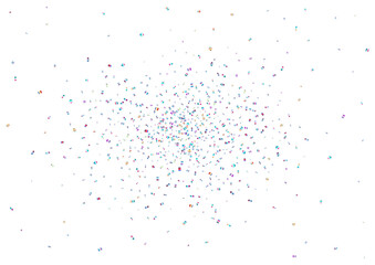 Christmas, new year, birthday party card or banner template with abstract silver elements background. Falling down scattered iridescent confetti background. Vector illustration