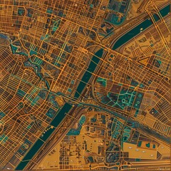 Intricate vector map of Jazan, Saudi Arabia, highlighting its urban layout and cultural richness