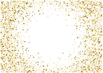 Christmas, new year blank space card template with abstract golden star shaped scattered confetti background