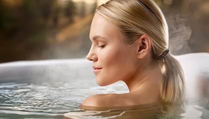 Junge Frau im Thermalbad