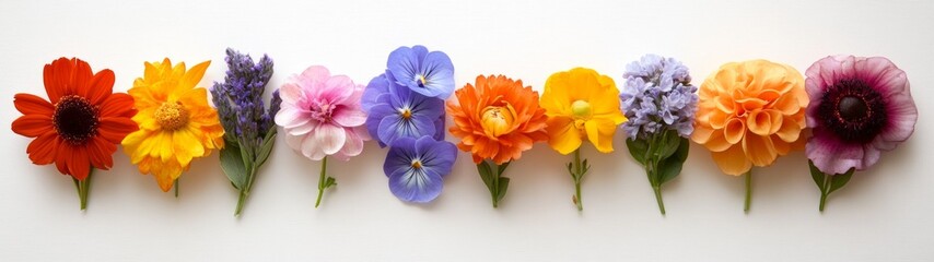 Vibrant Edible Flower Arrangement, a striking display of colorful flowers enhancing culinary presentation, set against a crisp white backdrop for a clean visual impact