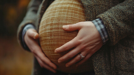 obstetrician gently touches a pregnant belly, symbolizing care and support. The image conveys the deep emotional connection and sensitivity surrounding pregnancy and related issues