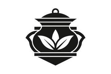 Linear image of a ceramic pot in a square symmetric vector art illustration