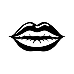 Lip and Mouth Silhouette Icon - Transparent Background Clipart