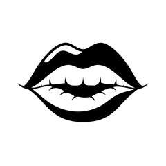 Lip and Mouth Silhouette Icon - Transparent Background Clipart