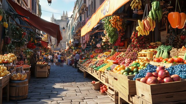 Fototapeta Vibrant Italian Market Street