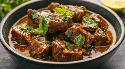 Fototapeta premium National cuisine of Great Britain: Mutton in mint sauce.