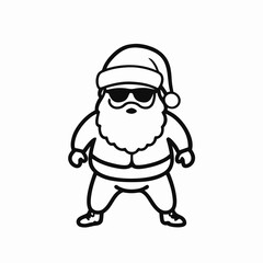 Obraz premium Cool Santa Claus in sunglasses striking a fun pose on a white background with copy space