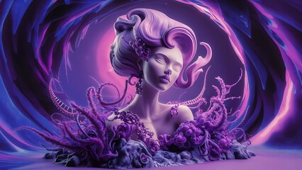 Beauty abstract business background with purple color,  fantasy cover design, 3D rendering, 3D illustration, creative beauty backdrop