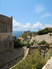 photo of old palace or castle in Croatia with ocean and blue sky in the background
