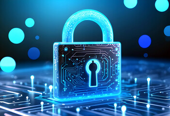 An emblem of a lock representing the idea of security and cybersecurity. Safeguarding against intruders and digital threats. Generative AI