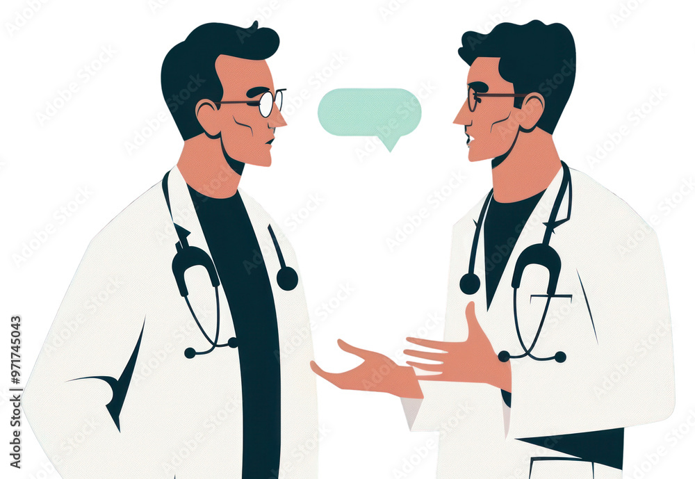 Canvas Prints PNG Flat illustration doctor discussing adult stethoscope accessories.