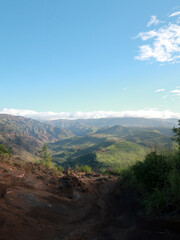 Waimea Canyon State Park Viewpoint over mountains in Kauai, Hawaii