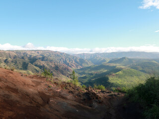 Waimea Canyon State Park Viewpoint over mountains in Kauai, Hawaii
