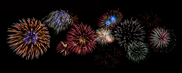 Skyrocket fireworks on black background