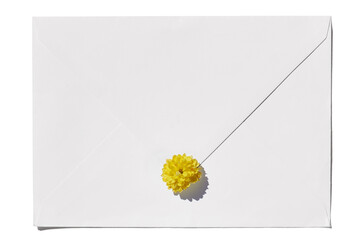 Love letter envelope with flower isolated on white background