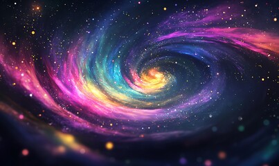 Obraz premium Spiral Galaxy with Stars and Nebulae, Cosmic Art Illustration