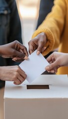 Obraz premium Diverse Hands Voting - Symbolizing Equality and Democratic Participation