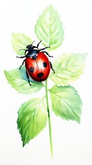 Fototapeta premium Ladybug on green leaf