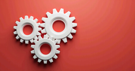 red gears on white background