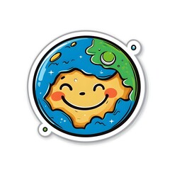 Cheerful Cartoon Sun Planet Earth Icon Representing Environmentally Friendly Renewable Energy and Positive Climate