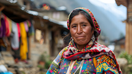 Fototapeta premium Woman Himalayan Mountain Village