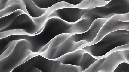 Obraz premium Abstract white mesh flowing in waves against a black background.