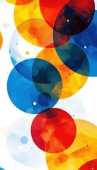Obraz premium Playful and Energetic Abstract Design with Vibrant Overlapping Circles in Red, Blue, and Yellow