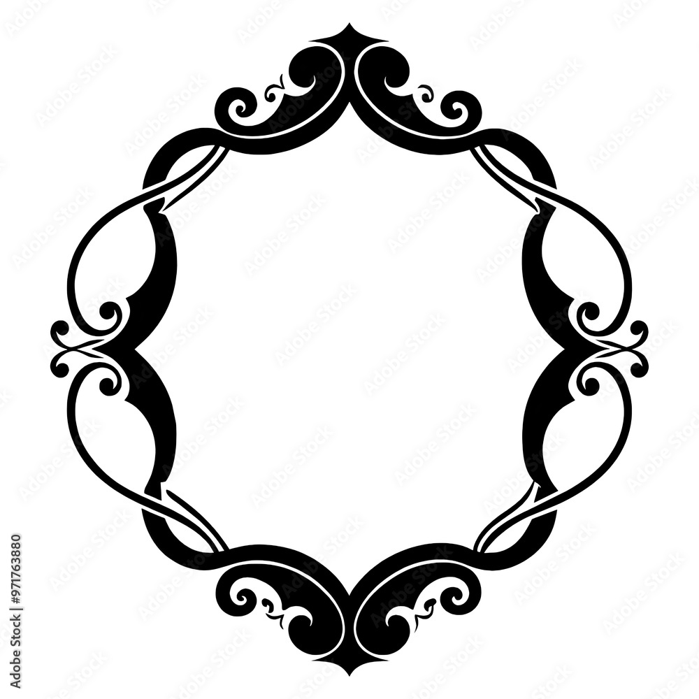 Aufkleber this elegant side border frame features a sophisticated black art scale design with intricate curves