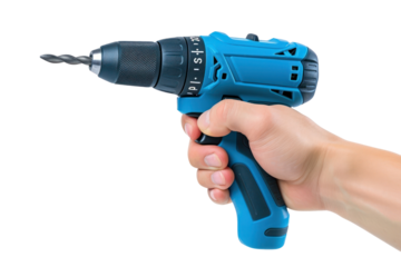 PNG Blue cordless electronic screwdriver drill hand tool white background technology.