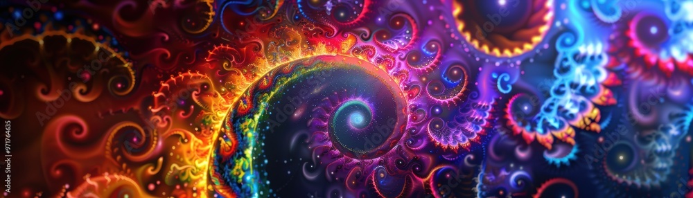 Poster a vibrant abstract swirl pattern featuring bright colors, creating a mesmerizing visual experience p