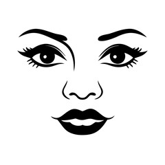 Female Eye, Lip, Nose and Face Silhouette Icon - Transparent Background Clipart 