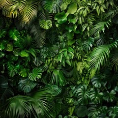 Fototapeta premium Lush green foliage creates a vibrant, tranquil backdrop, ideal for nature-themed designs and relaxation visuals.