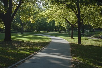 Winding Path through Sunny Summer Park