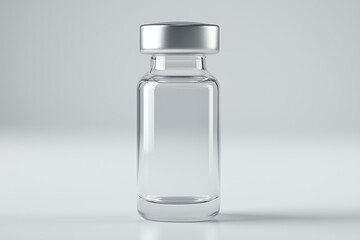 Empty vaccine vial isolated on minimalistic white background