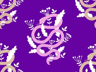 Cartoon animals seamless snake pattern for wrapping and kids new 2025 year