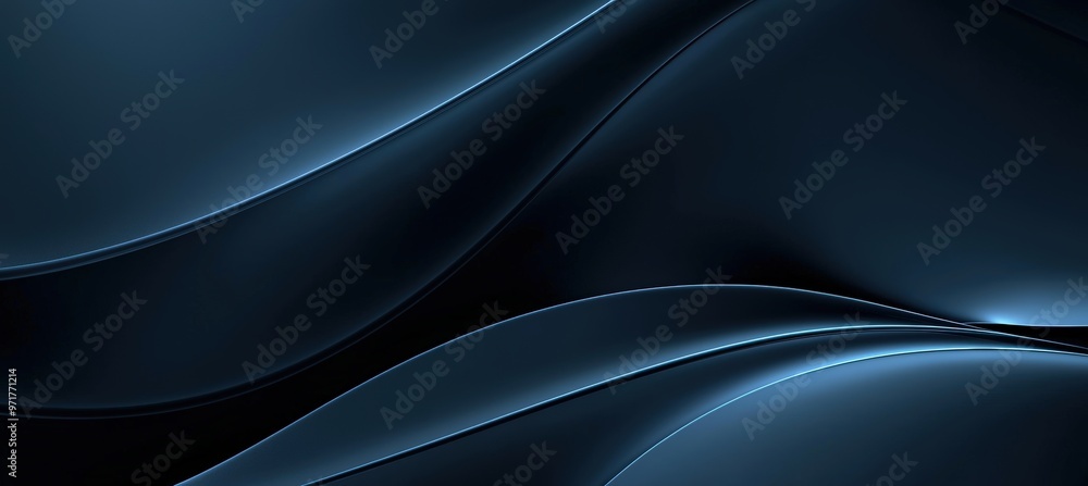 Aufkleber minimalist abstract blue and black gradient with smooth curves and subtle light reflections