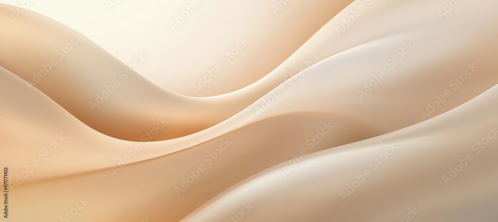 Poster minimalist abstract background with smooth curved lines in soft neutral beige and cream tones