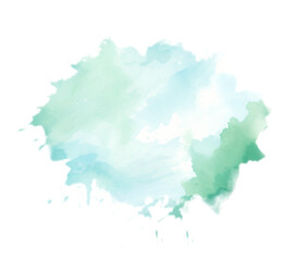 Watercolor shape in tranquil turquoise creates a calming, abstract design element