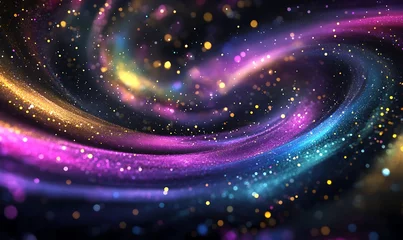 Fototapete Abstract cosmic swirl with colorful nebula and sparkling stars © atar