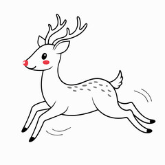 Fototapeta premium Adorable reindeer joyfully running on a white background for festive winter celebrations