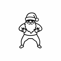 Fototapeta premium Cool Santa dancing with sunglasses on a white background with copy space