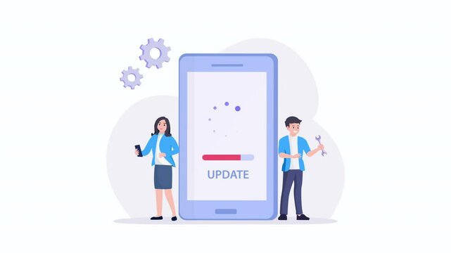 Concept of system update, Animation video 2d clip 4k software installation.