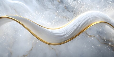 smooth white wave with golden sheen on versatile backdrop for design use