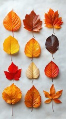 Fototapeta premium Vibrant autumn leaves scattered across a natural background